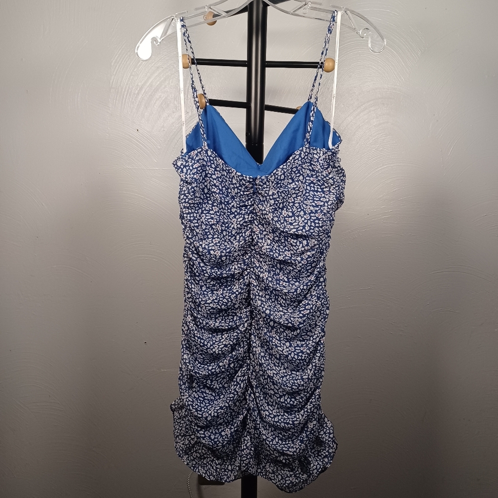 Lulus Walk The Walk Blue Ruched Dress Size L - Picture 3 of 3